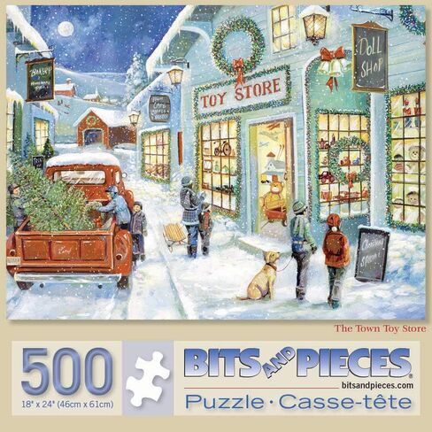 Bits and Pieces - 500 Piece Jigsaw Puzzle for Adults 18" x 24"  - The Town Toy Store - 500 pc Jigsaw by Artist Ruane Manning in Saudi Arabia