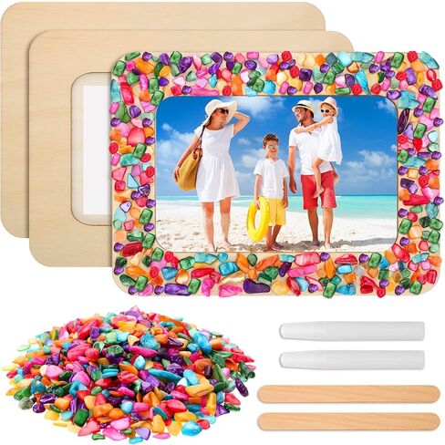2 Packs Make Your Own Frame Kit for Kids Decorate Your Own Wooden Photo Craft Kits Unfinished DIY Picture Frame with Colorful Shells for Teens Girls Fun Activity Birthday Festival Gifts Supplies in Saudi Arabia