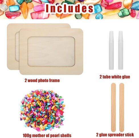 2 Packs Make Your Own Frame Kit for Kids Decorate Your Own Wooden Photo Craft Kits Unfinished DIY Picture Frame with Colorful Shells for Teens Girls Fun Activity Birthday Festival Gifts Supplies in Saudi Arabia