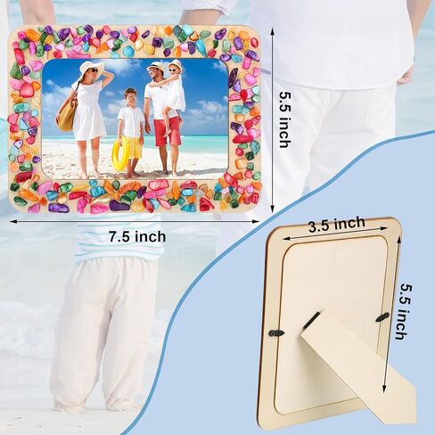 2 Packs Make Your Own Frame Kit for Kids Decorate Your Own Wooden Photo Craft Kits Unfinished DIY Picture Frame with Colorful Shells for Teens Girls Fun Activity Birthday Festival Gifts Supplies in Saudi Arabia