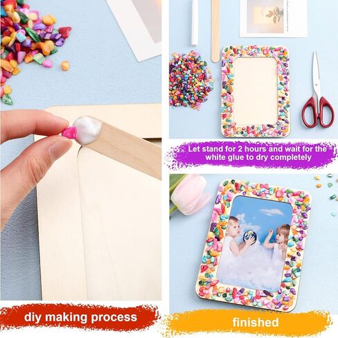 2 Packs Make Your Own Frame Kit for Kids Decorate Your Own Wooden Photo Craft Kits Unfinished DIY Picture Frame with Colorful Shells for Teens Girls Fun Activity Birthday Festival Gifts Supplies in Saudi Arabia