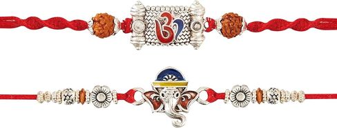 مجموعة من 3 سوار مصمم لراكشاباندهان التقليدي مع تغليف بلاستيكي مجاني (مجموعة من 3، تصميم 1), قطن in Kuwait