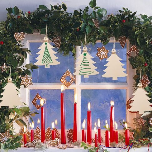 36 Pieces Wooden Christmas Tree Cutouts 6 Inch Unfinished Christmas Tree Hanging Ornaments Blank Christmas Tree Wood Cutouts Slice with Ropes for DIY Crafts Christmas Winter Xmas Decoration in Saudi Arabia