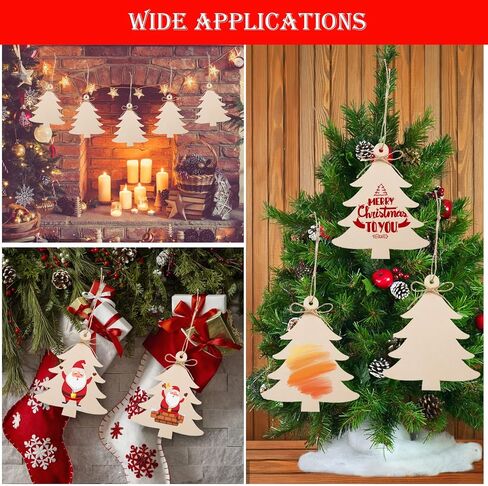 36 Pieces Wooden Christmas Tree Cutouts 6 Inch Unfinished Christmas Tree Hanging Ornaments Blank Christmas Tree Wood Cutouts Slice with Ropes for DIY Crafts Christmas Winter Xmas Decoration in Saudi Arabia
