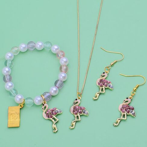 WOOOBD 20pcs Golden Plated Flamingo Charms with Rhinestone Alloy Enamel Flamingo-Shape Pendants Pink Bird Animal Dangle Charms with a Box for DIY Bracelet Jewelry Making Supplies Decor in Kuwait