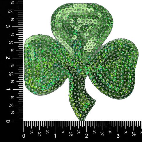 (4 Inch) XL - Sequin - Shamrock/Clover - Irish - Embroidered Iron on Patch in Saudi Arabia