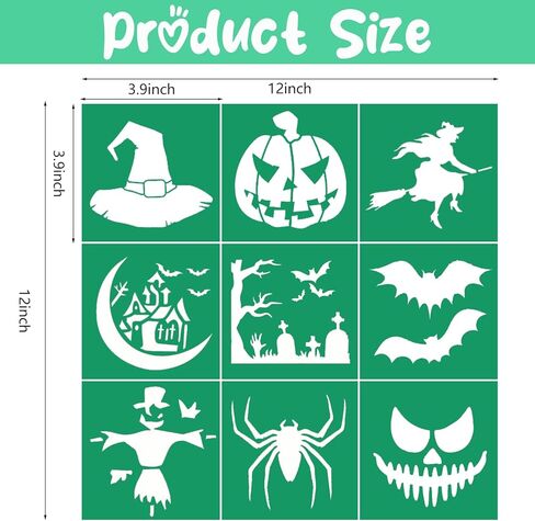 استنسل شاشة حريرية قابل لاعادة الاستخدام، استنسل ذاتي اللصق بنمط الهالوين بطباعة الشاشة الحريرية، استنسل شبكي لنقل معجون الطباشير للقماش والجدران والطلاء الخشبي in Kuwait