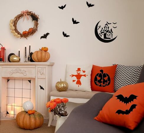 استنسل شاشة حريرية قابل لاعادة الاستخدام، استنسل ذاتي اللصق بنمط الهالوين بطباعة الشاشة الحريرية، استنسل شبكي لنقل معجون الطباشير للقماش والجدران والطلاء الخشبي in Kuwait