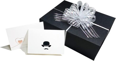 صندوق هدايا كبير لامع أسود لامع مقاس 11 × 8.5 × 3.5 بوصة مع غطاء مغناطيسي، وقوس سحب، وبطاقات وورق مجعد، لهدايا الزفاف، وهدايا مقترحات وصيفات العروس، ورفقاء العريس، والعطلات، وحفلات أعياد الميلاد، والتخرج in Kuwait