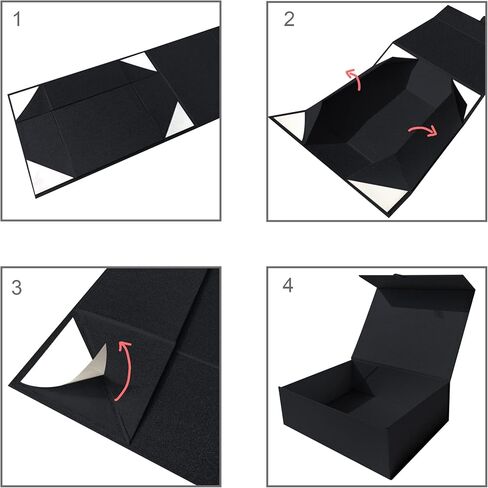 صندوق هدايا كبير لامع أسود لامع مقاس 11 × 8.5 × 3.5 بوصة مع غطاء مغناطيسي، وقوس سحب، وبطاقات وورق مجعد، لهدايا الزفاف، وهدايا مقترحات وصيفات العروس، ورفقاء العريس، والعطلات، وحفلات أعياد الميلاد، والتخرج in Kuwait