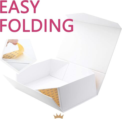 PACKQUEEN 5 White Gift Boxes, Large Gift Boxes with Lids, 13.5x9x4.1 Inches Magnetic Closure Gift Boxes for Presents, Bridesmaid Proposal Boxes (Matte White with Grain Texture) in Kuwait