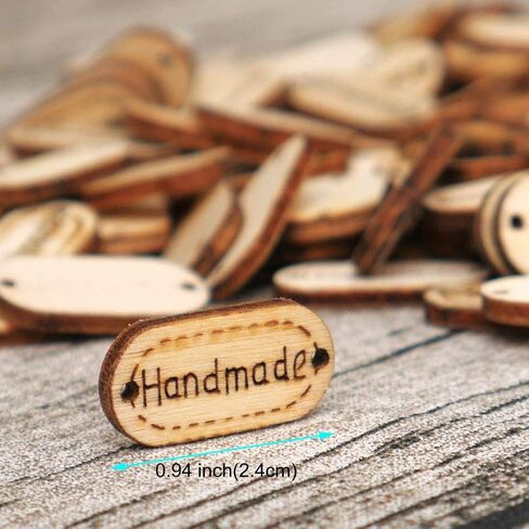 علامات خشبية مصنوعة يدويًا من NUOMI، ملصقات شخصية 300 قطعة من علامات الهدايا الخشبية البيضاوية مع فتحتين للحرف اليدوية المعلقة/زخارف الخياطة in Kuwait
