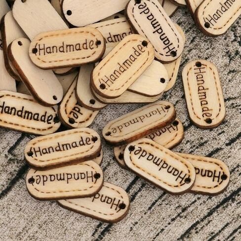 علامات خشبية مصنوعة يدويًا من NUOMI، ملصقات شخصية 300 قطعة من علامات الهدايا الخشبية البيضاوية مع فتحتين للحرف اليدوية المعلقة/زخارف الخياطة in Kuwait