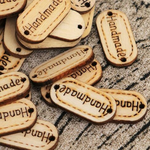 علامات خشبية مصنوعة يدويًا من NUOMI، ملصقات شخصية 300 قطعة من علامات الهدايا الخشبية البيضاوية مع فتحتين للحرف اليدوية المعلقة/زخارف الخياطة in Kuwait