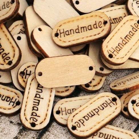علامات خشبية مصنوعة يدويًا من NUOMI، ملصقات شخصية 300 قطعة من علامات الهدايا الخشبية البيضاوية مع فتحتين للحرف اليدوية المعلقة/زخارف الخياطة in Kuwait