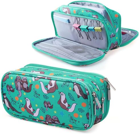LParkin Seal Super Large Capacity Canvas Pencil Case Pen Bag Pouch Stationary Case Makeup Cosmetic Bag … in Saudi Arabia