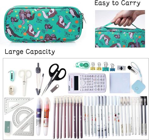 LParkin Seal Super Large Capacity Canvas Pencil Case Pen Bag Pouch Stationary Case Makeup Cosmetic Bag … in Saudi Arabia