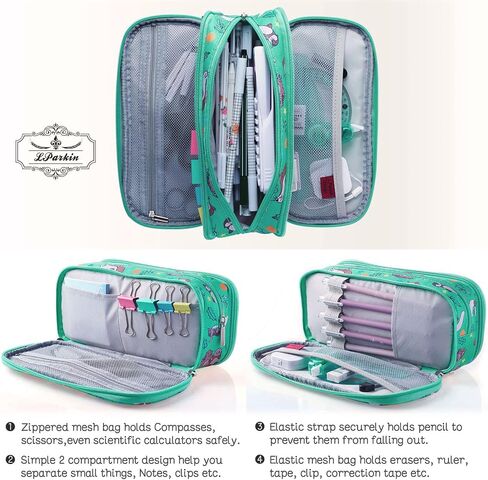 LParkin Seal Super Large Capacity Canvas Pencil Case Pen Bag Pouch Stationary Case Makeup Cosmetic Bag … in Saudi Arabia
