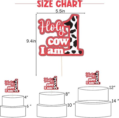 Holy Cow I'm One Cake Topper - Cowboy 1st Birthday Decoration, Western 1st Birthday, Cow Theme One Cake Topper, Farm Cow First Birthday in Saudi Arabia