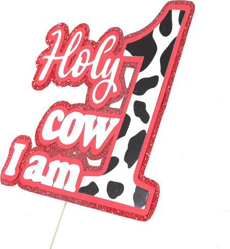 Holy Cow I'm One Cake Topper - Cowboy 1st Birthday Decoration, Western 1st Birthday, Cow Theme One Cake Topper, Farm Cow First Birthday in Saudi Arabia