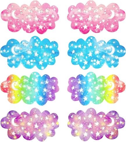 COLIGREE 24pcs Colorful Cloud Charms Hollow Cloud with Moon and Star Pendants for DIY Earrings Hanging Décor Packaging Décor Bookmarks Necklaces, Stainless Steel, No Gemstone in Kuwait