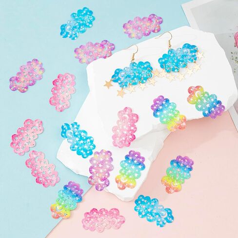 COLIGREE 24pcs Colorful Cloud Charms Hollow Cloud with Moon and Star Pendants for DIY Earrings Hanging Décor Packaging Décor Bookmarks Necklaces, Stainless Steel, No Gemstone in Kuwait