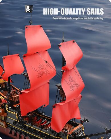 نيفيليز سفينة قراصنة الملكة، مجموعة مكعبات بناء سفينة قراصنة كبيرة، مجموعة نماذج ابداعية ولعبة تجميع للبالغين (3694 قطعة) in Kuwait