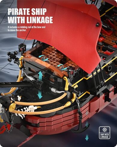 نيفيليز سفينة قراصنة الملكة، مجموعة مكعبات بناء سفينة قراصنة كبيرة، مجموعة نماذج ابداعية ولعبة تجميع للبالغين (3694 قطعة) in Kuwait
