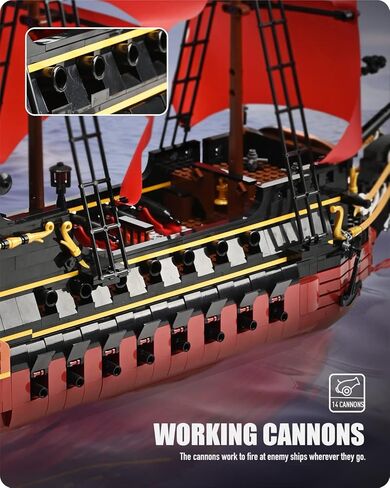 نيفيليز سفينة قراصنة الملكة، مجموعة مكعبات بناء سفينة قراصنة كبيرة، مجموعة نماذج ابداعية ولعبة تجميع للبالغين (3694 قطعة) in Kuwait