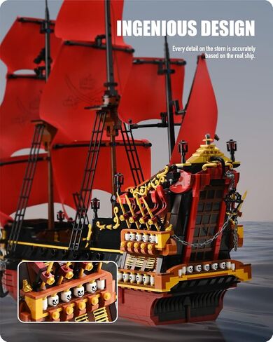 نيفيليز سفينة قراصنة الملكة، مجموعة مكعبات بناء سفينة قراصنة كبيرة، مجموعة نماذج ابداعية ولعبة تجميع للبالغين (3694 قطعة) in Kuwait