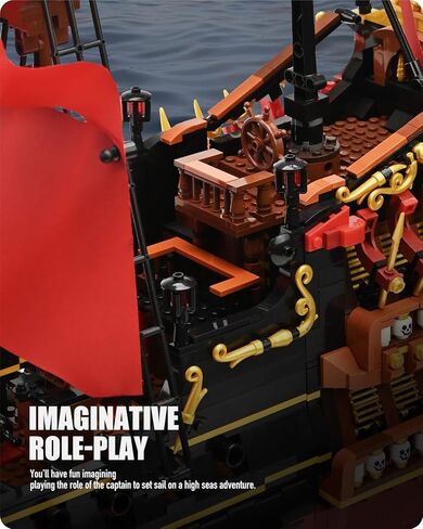 نيفيليز سفينة قراصنة الملكة، مجموعة مكعبات بناء سفينة قراصنة كبيرة، مجموعة نماذج ابداعية ولعبة تجميع للبالغين (3694 قطعة) in Kuwait