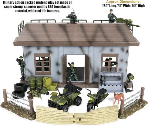 Click N' Play Army Action Figure and Military Playset with Multi Level Command Center, Includes 51 Accessories- 6 Solider Action Figures with Gear, Guns, Vehicles, Army Playset for boys 6+ in Kuwait