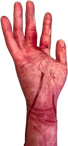 قطعتان من قطعتين من دعامات دم الهالوين المقطوعة باليد، مخيفة ومكسورة دموية وأجزاء جسم اليد المقطوعة، ذراع وهمية للهالوين، يد وهمية لديكور المنزل المسكون، ديكورات الهالوين in Kuwait