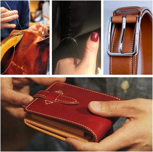 مجموعة الخياطة الجلدية المكونة من 30 عبوة، طقم إصلاح التنجيد، أدوات ولوازم عمل جلدية، طقم أدوات يدوية من الجلد إبر خياطة يدوية بإبر خياطة واسعة العين لإصلاح الجلد (ملونة) in Kuwait