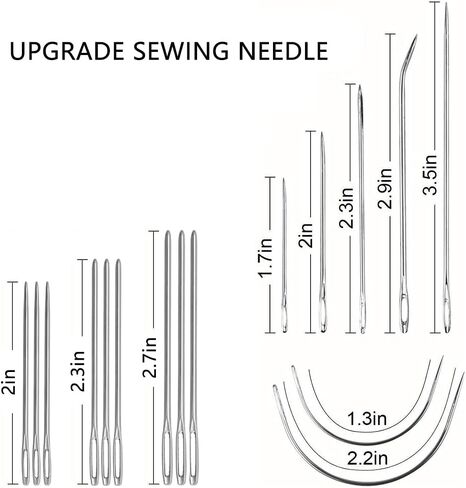مجموعة الخياطة الجلدية المكونة من 30 عبوة، طقم إصلاح التنجيد، أدوات ولوازم عمل جلدية، طقم أدوات يدوية من الجلد إبر خياطة يدوية بإبر خياطة واسعة العين لإصلاح الجلد (ملونة) in Kuwait