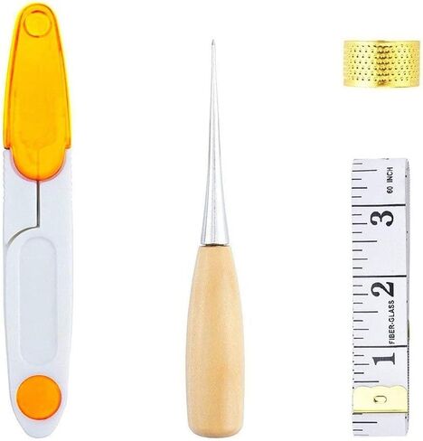 مجموعة الخياطة الجلدية المكونة من 30 عبوة، طقم إصلاح التنجيد، أدوات ولوازم عمل جلدية، طقم أدوات يدوية من الجلد إبر خياطة يدوية بإبر خياطة واسعة العين لإصلاح الجلد (ملونة) in Kuwait