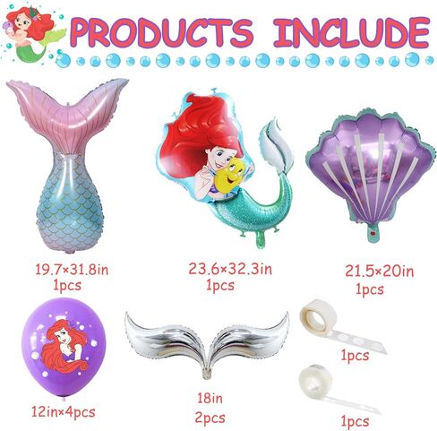 Mermaid Theme Party Decoration Balloon Garland Set, Mermaid Birthday Party Supplies, Latex Balloons for Mermaid Theme Party Mermaid Party Decorations Kids Baby Shower Birthday Party Supplies in Kuwait