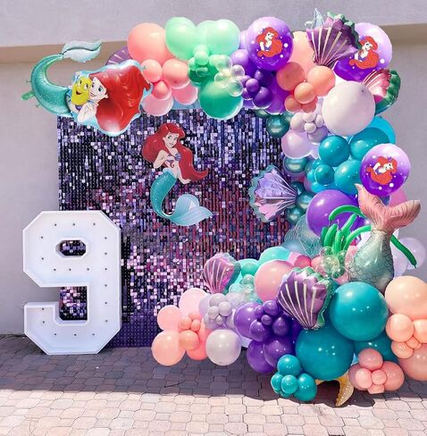Mermaid Theme Party Decoration Balloon Garland Set, Mermaid Birthday Party Supplies, Latex Balloons for Mermaid Theme Party Mermaid Party Decorations Kids Baby Shower Birthday Party Supplies in Kuwait