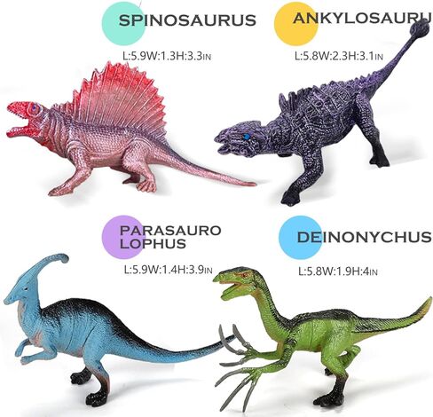 12 قطعة من ألعاب الديناصورات، شخصية دينو مقاس 7 بوصات للأطفال الذين تتراوح أعمارهم بين 3-4-5-6-7-8-12 عامًا هدية للأطفال الصغار والبنات، مجموعة حيوانات لعبة المزرعة، ديكور غرفة كبير من البلاستيك الصغير لنشاط رياض الأطفال - مع صندوق تخزين in Kuwait