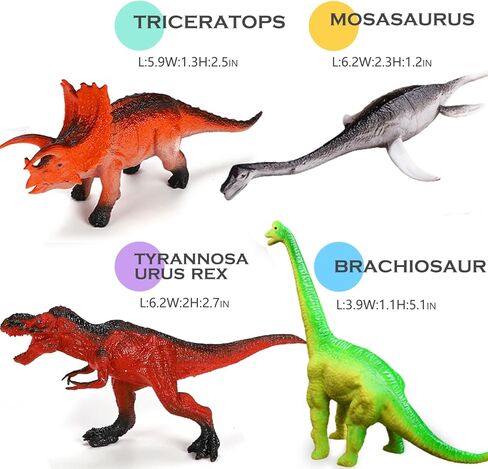12 قطعة من ألعاب الديناصورات، شخصية دينو مقاس 7 بوصات للأطفال الذين تتراوح أعمارهم بين 3-4-5-6-7-8-12 عامًا هدية للأطفال الصغار والبنات، مجموعة حيوانات لعبة المزرعة، ديكور غرفة كبير من البلاستيك الصغير لنشاط رياض الأطفال - مع صندوق تخزين in Kuwait