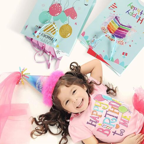 BLEWINDZ 16.5" Extra Large 4 Pack Happy Birthday Gift Bags with Tissue Paper and Tags, Huge Birthday Gift Bags for Kids Girls Baby Party favors in Kuwait