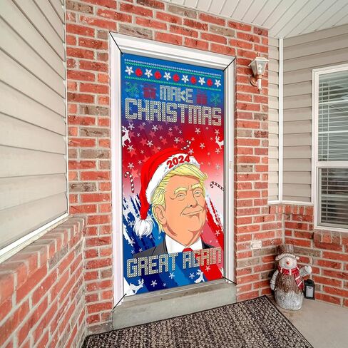 Christmas Door Decorations, Make Christmas Great Again 2024 Banner Funny Christmas Door Cover for Holiday Home Decor Indoor/Outdoor New Year Christmas Party Supplies 70.8x 35 inch in Kuwait