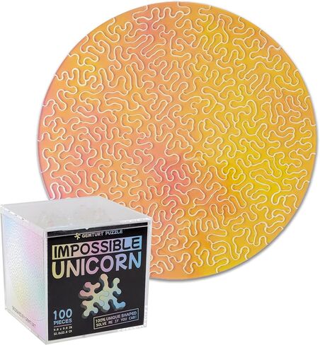 Impossible Unicorn - Round Unique Jigsaw Puzzle - Color Changing Iridescent Acrylic 180 Pieces Challenge Game for Adults Gift DIY by GEMTURT (100 Pieces) in Saudi Arabia