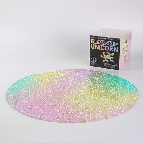 Impossible Unicorn - Round Unique Jigsaw Puzzle - Color Changing Iridescent Acrylic 180 Pieces Challenge Game for Adults Gift DIY by GEMTURT (100 Pieces) in Saudi Arabia
