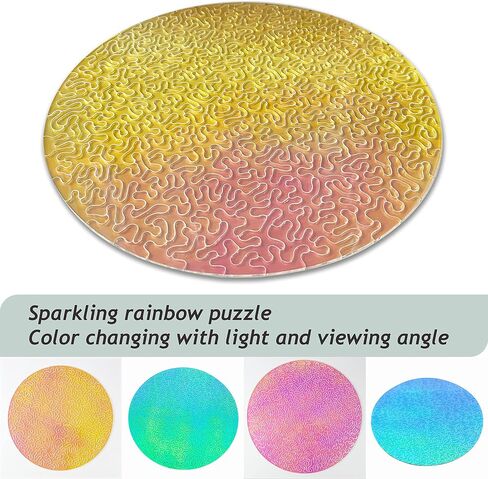 Impossible Unicorn - Round Unique Jigsaw Puzzle - Color Changing Iridescent Acrylic 180 Pieces Challenge Game for Adults Gift DIY by GEMTURT (100 Pieces) in Saudi Arabia