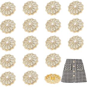 AHANDMAKER 20 Pcs Shank Rhinestone Buttons, 19.5mm Sew on Clothing Buttons, Rhinestone Pearl Button Accessories for Coats, Dress, Jewelry, Wedding Party and DIY Crafting Decorations (Light Gold) in Kuwait