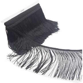 6.5 Yard 6 Inches Polyester Fringe Trim Lace Chainette Tassel Fringe Trimming for Latin Dress Stage Clothes Lamp Shade Decoration DIY (Black)