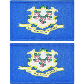 JBCD Connecticut Flag Patch Tactical Hook and Loop Fastener Patch, 2 Pack
