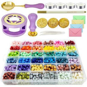 Shuaiguoqi 2880Pcs Sealing Wax Beads, Sealing Wax for Wax Seal Stamp, Hexagon Wax Seal Beads for Wedding Invitations, Letter, Envelope, Cards and Crafts (36 Colors)