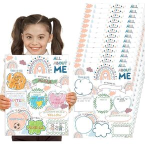 Sherr 60 قطعة من ملصقات All About Me للأطفال ذات الأوراق الخضراء وملصقات مدرسة قوس قزح من الأوكالبتوس ملصق طالب الفصل الدراسي ورياض الأطفال ومرحلة ما قبل المدرسة واللوازم المدرسية لأولياء الأمور المعلمين، 11 × 14 بوصة in Saudi Arabia